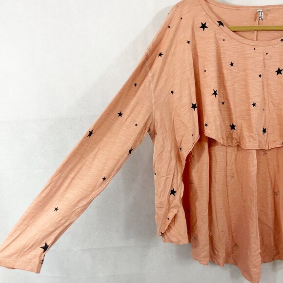 Intimately Free People Throw & Go Star Print Long Sleeve High Low Top Size Small - Picture 3 of 6